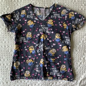 Minions Womens Scrub Top